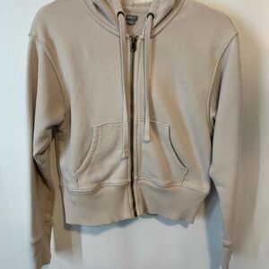 Aerie Light Beige Zip-Up Hoodie